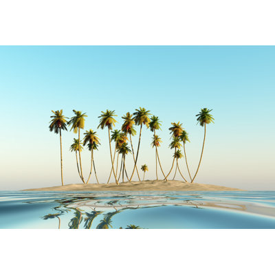 Single Coconut Island by Lekcej - Wrapped Canvas Print