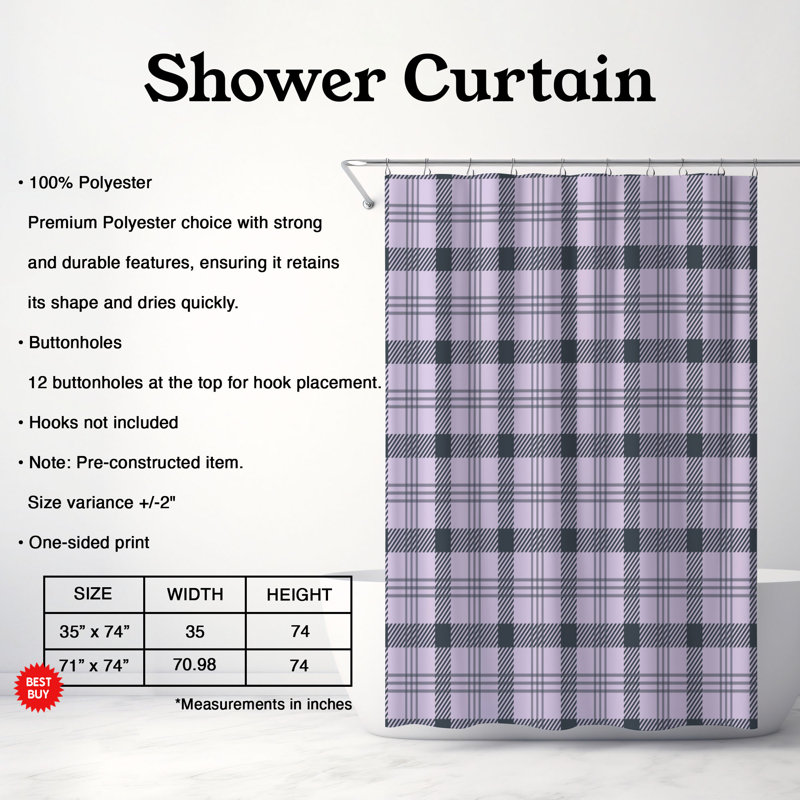 Rideau de douche Mauve, H 74 po x l 71 po