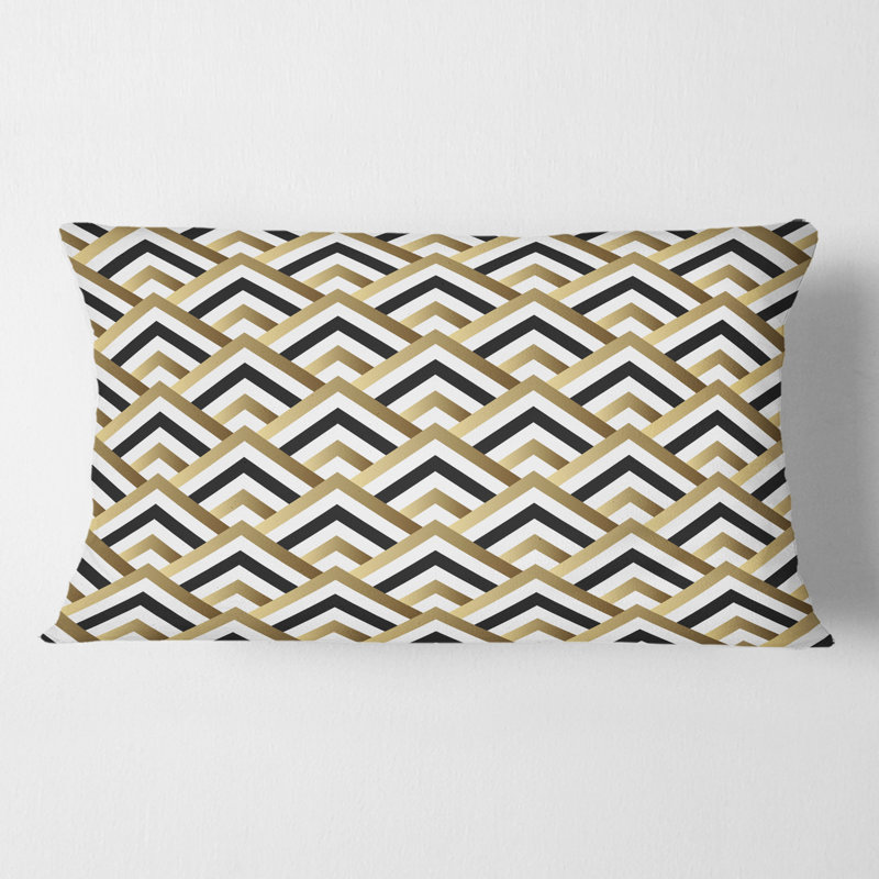 Motif à carreaux dorés - Coussin Mid-Century, Noir