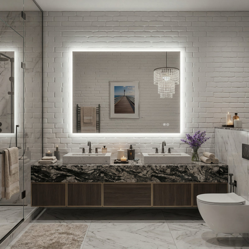 Lunara UL Certified Frameless Backlit LED Bathroom Vanity Mirror , Anti Fog Temper Glass 3 Year Warranty, 40" x 36"