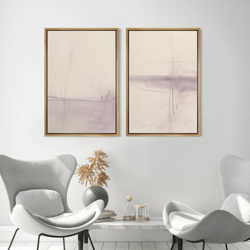 «Mid-Century Modern Brown», 2 pièces sur toile, Encadré naturel, H 16 po x l 24 po