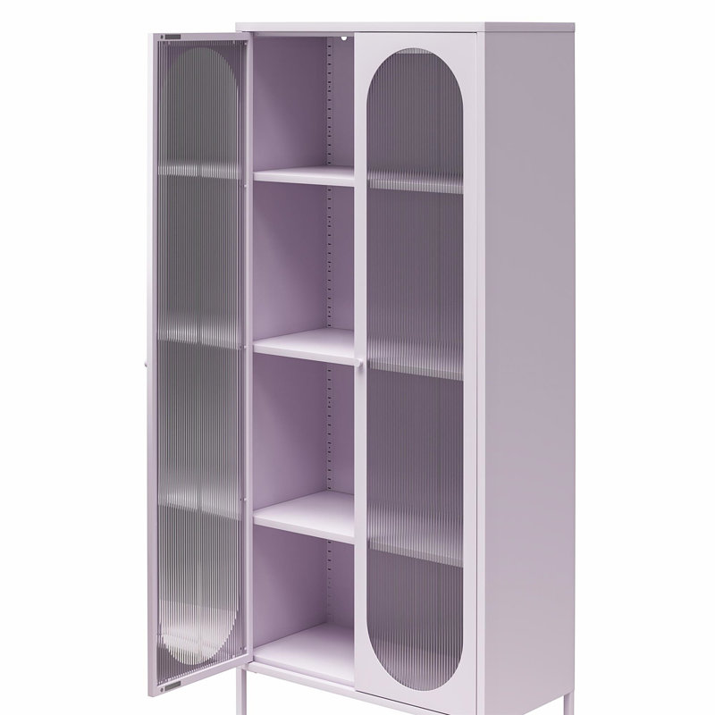 Grande armoire d'appoint à 2 portes avec verre cannelé Luna