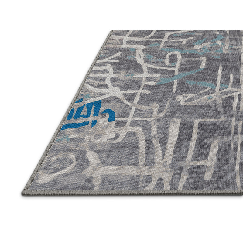 Machine Washable Gray Area Rug, Rectangle 6' x 9'