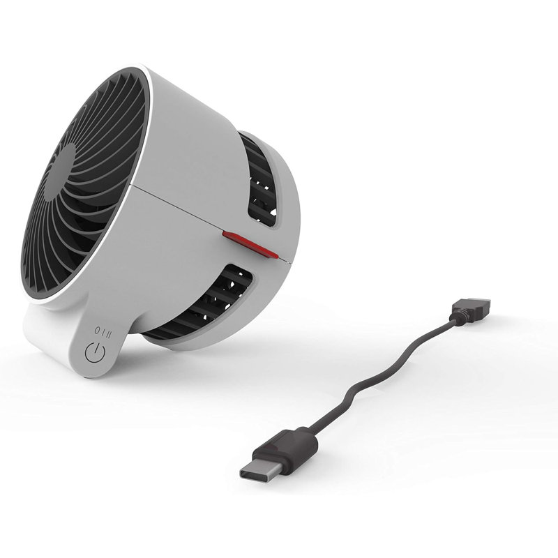 Boneco F50 Personal Fan Grey / White - USB Powered, Compact Tabletop Fan with 2 Speeds & Adjustable Airflow, Portable Desk Cooling Unit with Stand, Modern Swiss Design