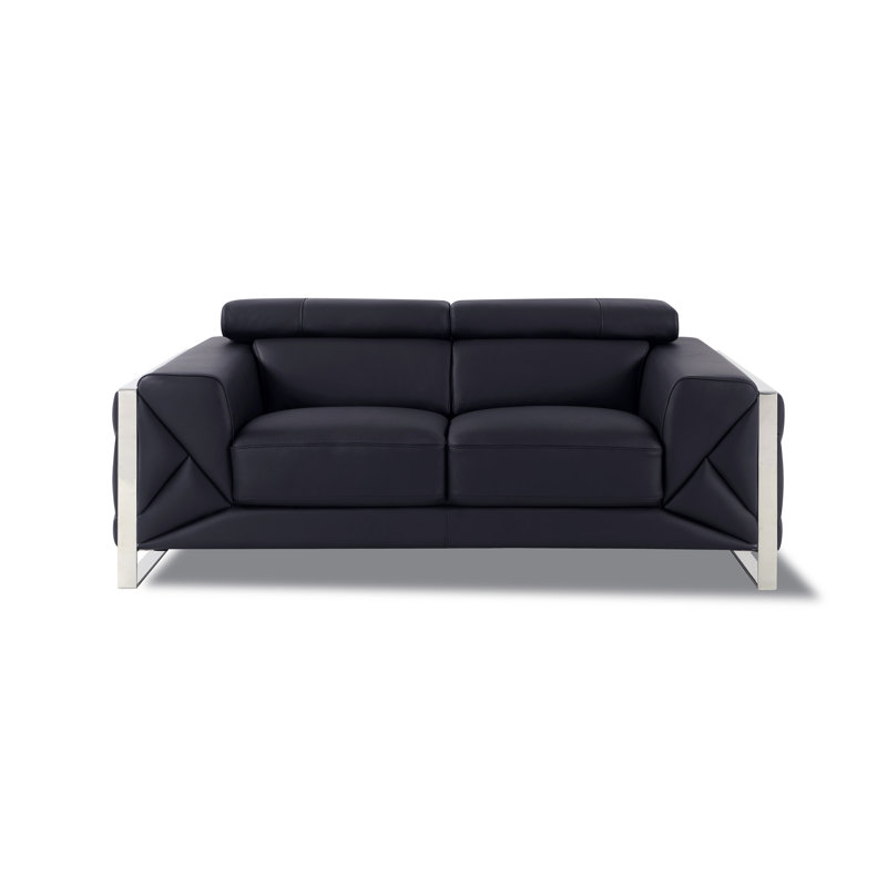 Causeuse en cuir italien Global United, Noir