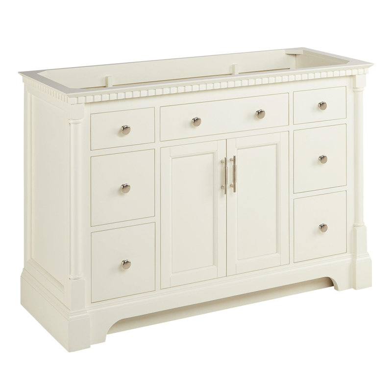 Claudia 48" Mahogany Single Basin Vanity Cabinet - Cabinet Only - Less Vanity Top, White, Brushed Nickel