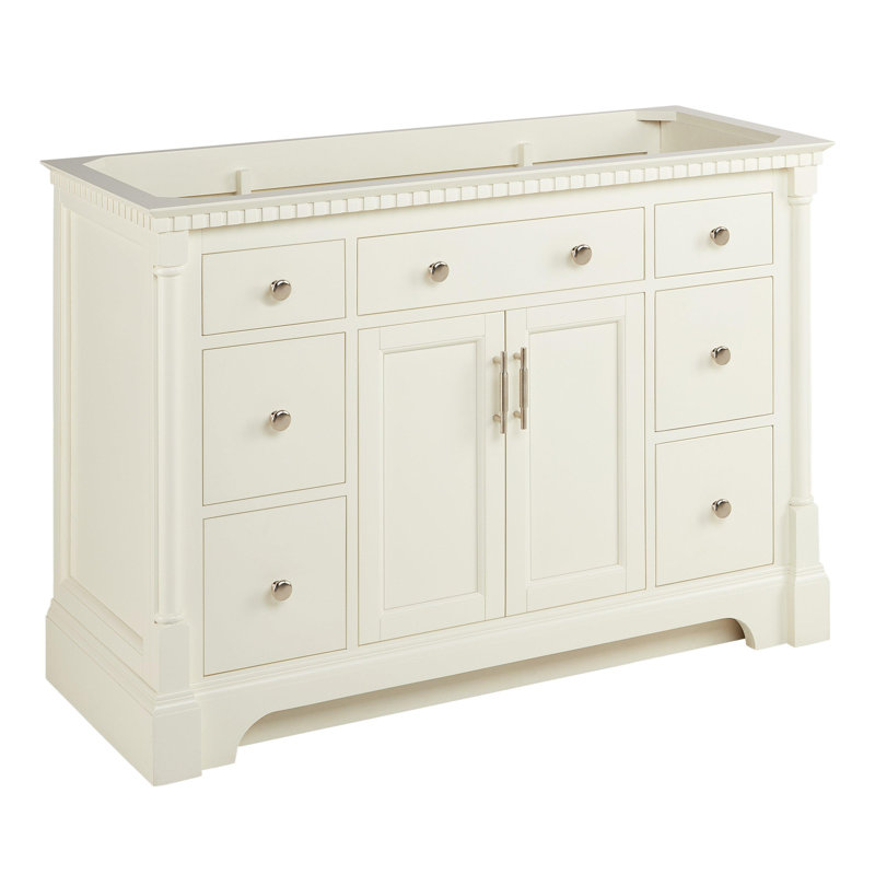 Claudia 48" Mahogany Single Basin Vanity Set with Cabinet, Vanity Top, Feathered White Quartz, White, 8" Widespread