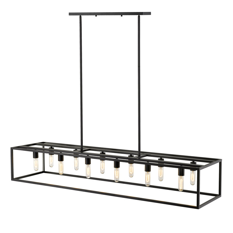 Luminaire suspendu pour îlot de cuisine 12 lumières Seadrift, Noir mat