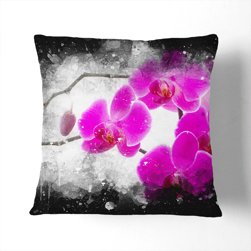 Orchid Flowers Vol.2 Square Throw Cushion, 55cm H x 55cm W x 20cm D, White