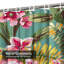 Rideau de douche imperméable à motif de fleurs de plage tropicale rétro avec 12 crochets-906430410