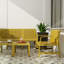 Ensemble de meubles 5 pièces pour intérieur / extérieur: 3 places, 2 chaises, tables basses, jaune, polypropylène, rouille, durabilité toutes saisons, installation facile, agencement de tables gigognes en matériau PP, 30-2040520511