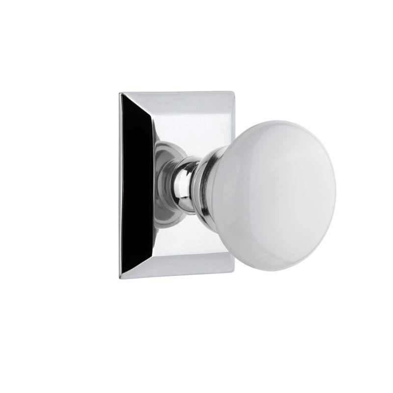 Rosette Grandeur Fifth Avenue Square avec bouton Hyde Park, Chrome brillant