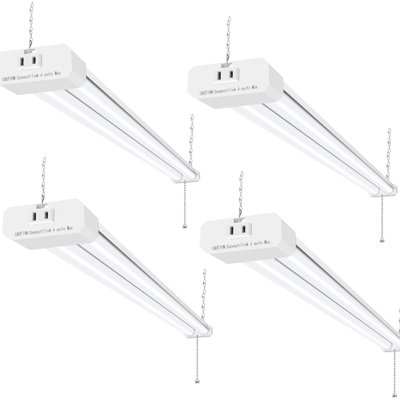 Paquet de 4 lumières d'atelier à DEL de 4 pi, lumières d'atelier utilitaires pouvant être reliées, 42 W, lumière d'atelier blanche de 5000 K pour les garages, les ateliers, les luminaires suspendus ou encastrés, cordon d'alimentation avec interrupt