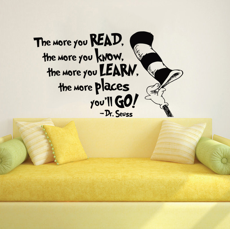 Décalcomanie murale "dr seuss the more you read", Brun