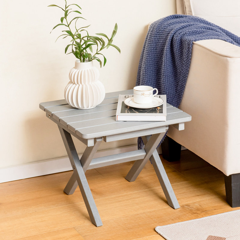 Table d'appoint pliable Ebern Designs Hdpe Adirondack, gris