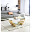Table basse rectangulaire moderne en acier inoxydable de 47 po, table basse en verre trempé transparent à deux couches, table centrale avec rangement, pour le bureau à domicile, assemblage facile