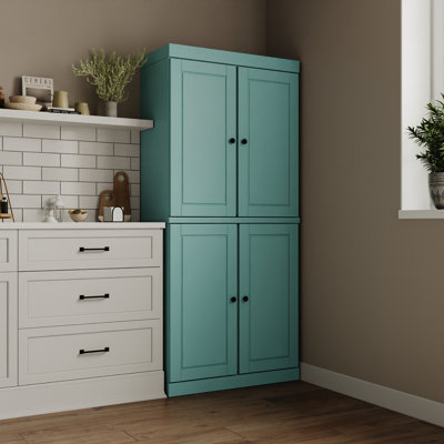 Bryani 100% Solid Wood Tall Kitchen Pantry Cabinet with Doors, Adjustable Shelves, Modular Kitchen Storage Cabinet, 32" W x 71.5" H