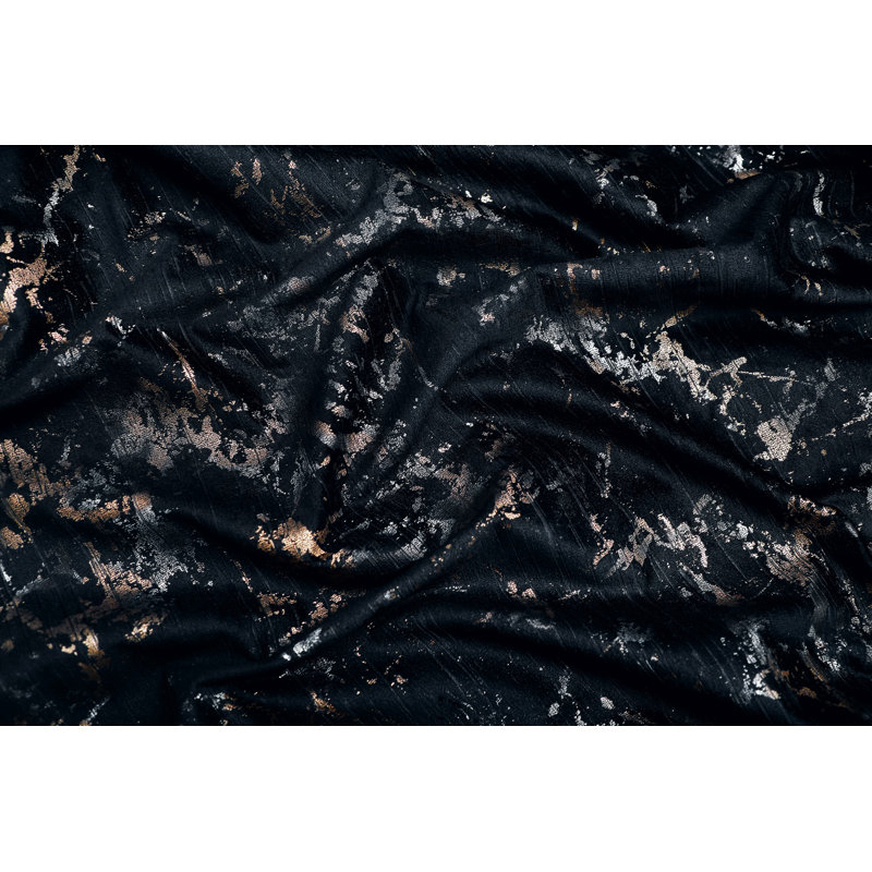Odele Velvet Semi Sheer Curtain Pair, Black, Width 229 x Drop 274 cm