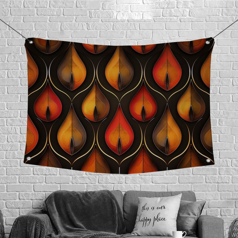 Metallic Pattern Art Microfiber Fabric Tapestry, 88" H x 104" W