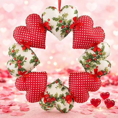 Valentine’S Day Heart Wreath - Red - 11.8 Inch, Rustic Wood With Bow And Fabric Berries, Indoor/Outdoor Decor