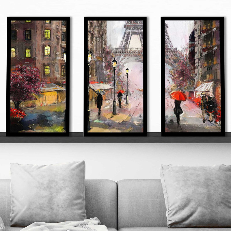 "Paris", reproduction sur acrylique 3 pièces, H 25,5 po x l 40,5 po x P 1 po