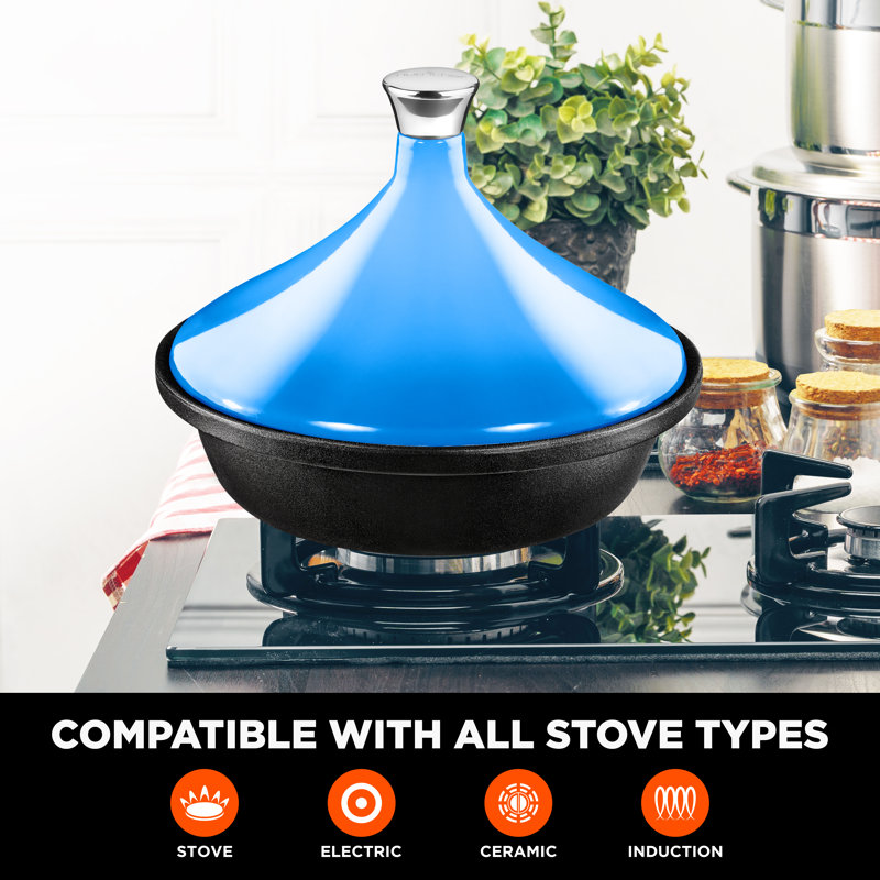 NutriChef 2.75 Quarts Non-Stick Ceramic Stock Pot, Blue