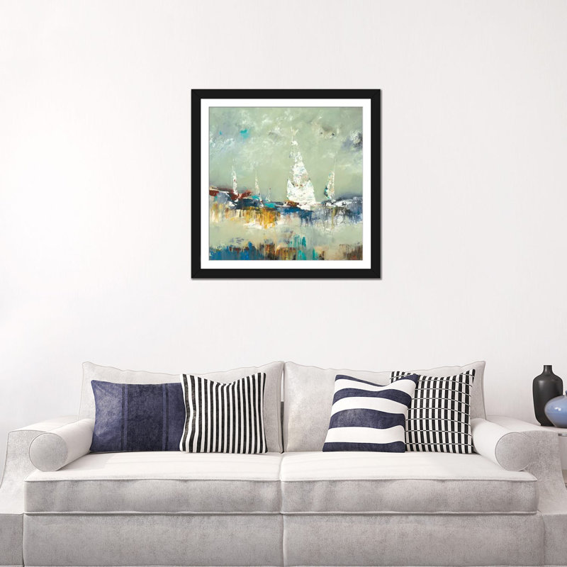 «Sailing Away», reproduction d'impression sur toile, H 16 po x l 16 po x P 1 po, Papier avec cadre noir, Blanc