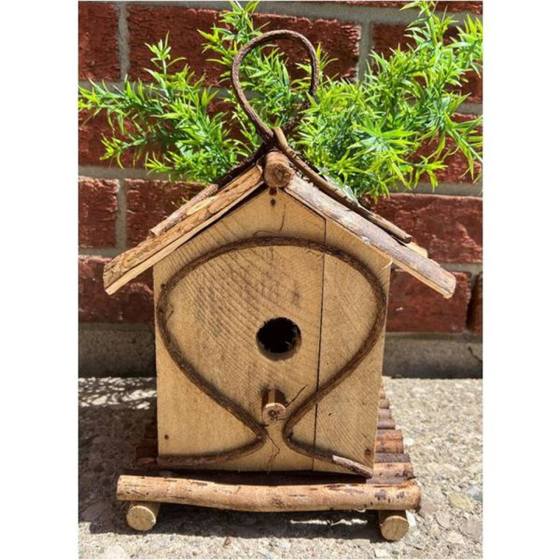 Dextin Decorative Light-Brown Wooden Bird House