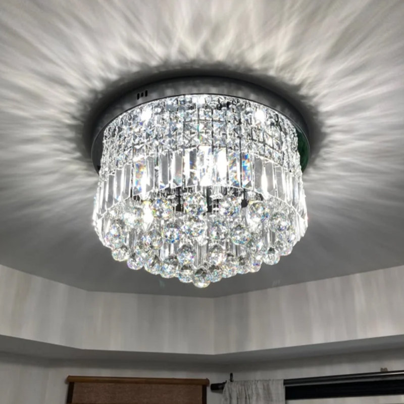 Lustre encastré à intensité variable à 9 lumières de 20 po de largeur Forrest, Chrome