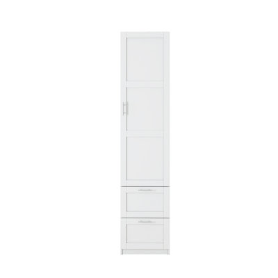 White Kitchen Pantry Cabinet with Adjustable Shelves & Drawers
