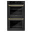 ZLINE Autograph 30 in. True Convection Double Wall Oven in Black Steel with Gold Helix Handles