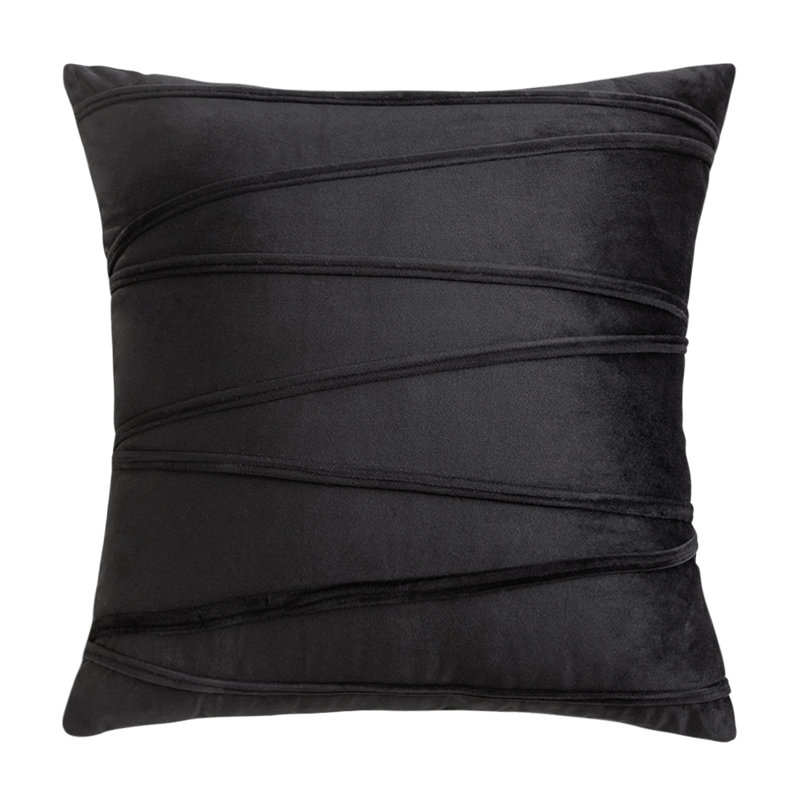 Housse de coussin carrée en velours, Noir, 16 po x 16 po, Polyester