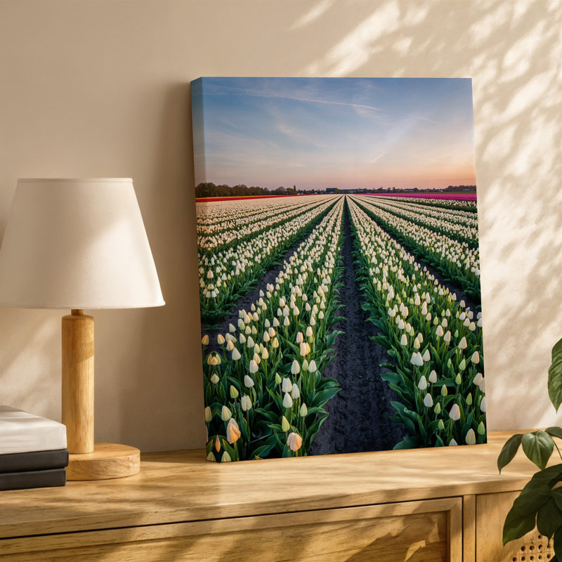 Toile, "Un champ époustouflant de tulipes blanches" s'étend sur un art mural, H 40 po x l 30 po