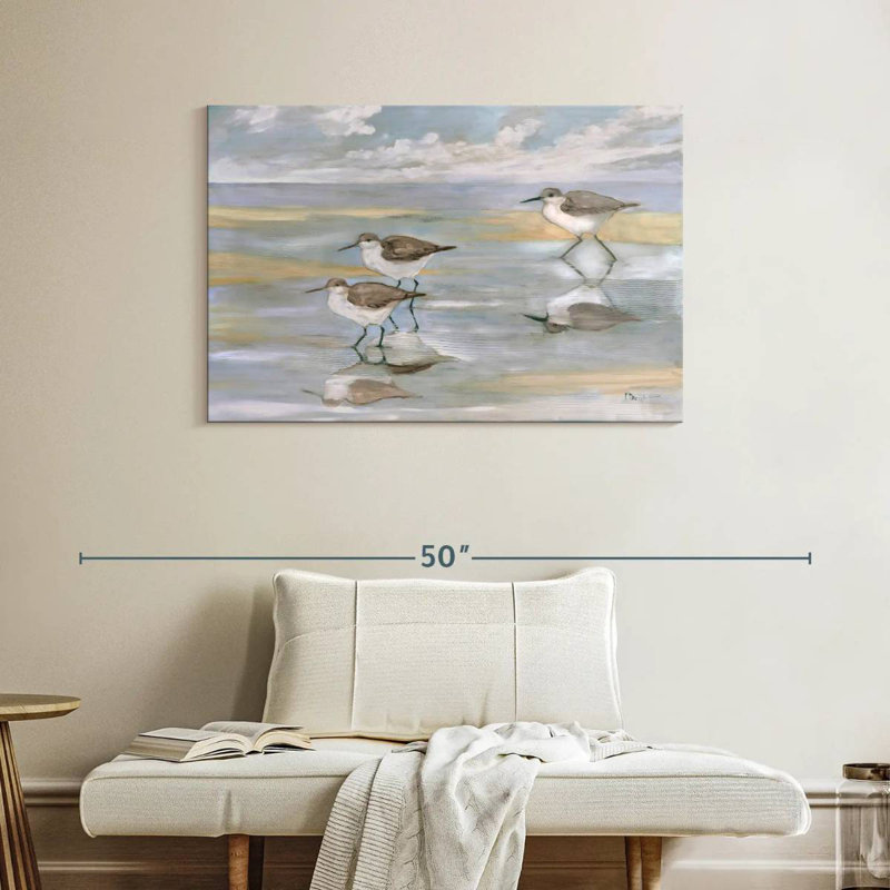 Sunlight Reflections Three Sandpipers, 26" H x 39" W