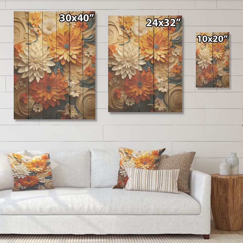 Radiant Reverie Botanical - Art mural abstrait en bois botanique sur bois de pin naturel, H 40 po x l 30 po