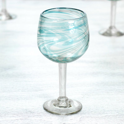Aqua Wine Glasses Recycled Hand Blown