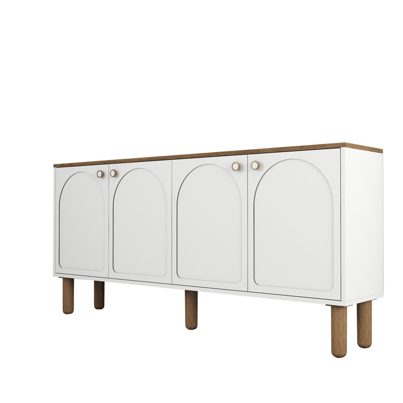 Modern Wall-Mounted Console Table, White, 70.9 x 33.1 x 13.8 Inches | 100% Melamine Coated Particle Board, Thickness: 0.7 Inches | Multiple Shelves, Ideal for Small Spaces & Stylish Storage Solutions