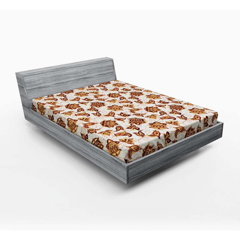 Microfiber Fitted Sheet, Full Fitted Sheet, Brown Floral