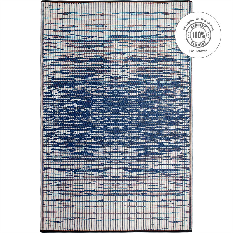Outdoor Rug Plastic Straw Rug Waterproof Patio Kensi, Brooklyn - Blue, Rectangle 6' x 9'