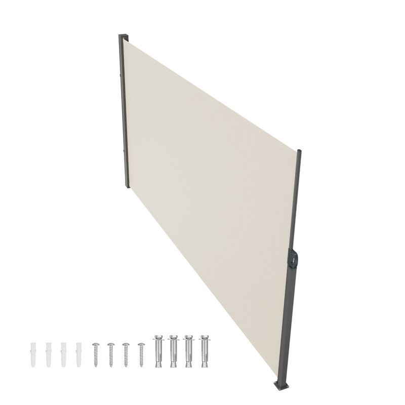 Beige Polyester Retractable Outdoor Privacy Screen