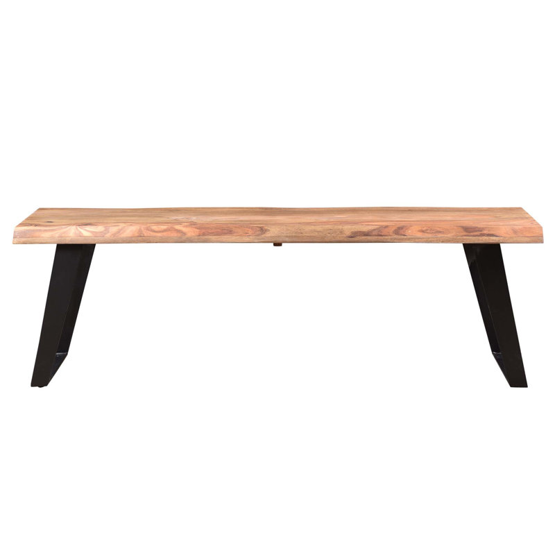 Calandre Solid Wood Bench, 18" H x 60" W x 16" D, Natural/Black