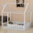 Wood Bed House Bed Frame With Fence