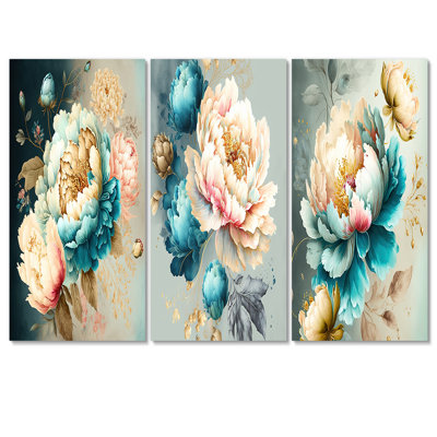 Fleurs multicolores III - ensemble d'art floral de 3 pièces