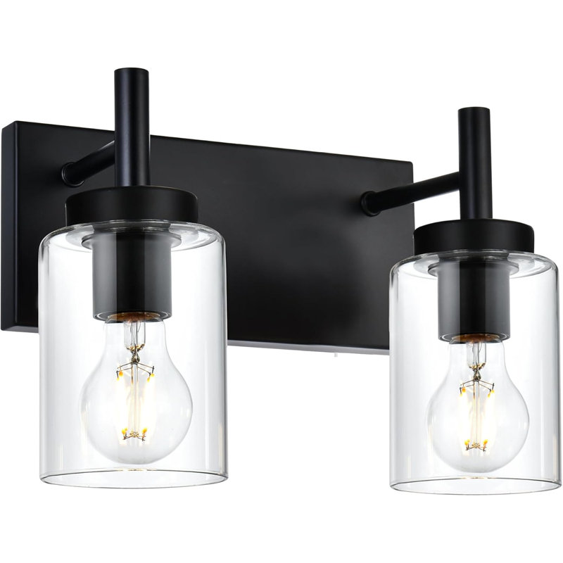 Modern Bathroom Vanity Light Fixture Brushed Nickel Wall Sconce With Clear Glass Shades For Bathroom Bedroom Living Room Hallway Over Mirror