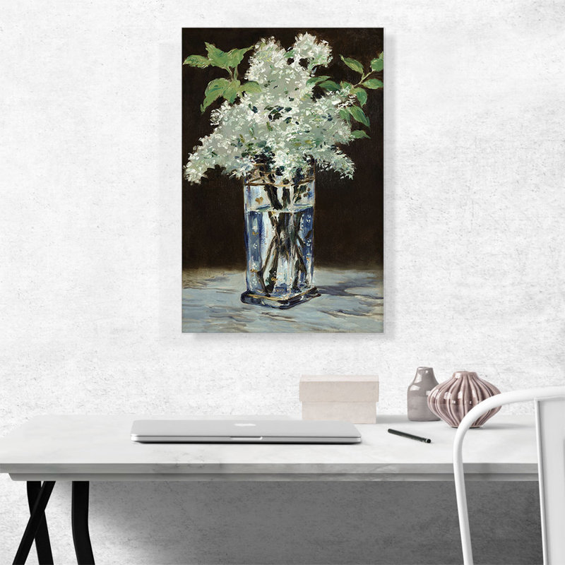 «White Lilacs in a Crystal Vase 1883» par Edward Manet, reproduction d'art sur toile tendue, H 26 po x l 18 po x P 0,75 po