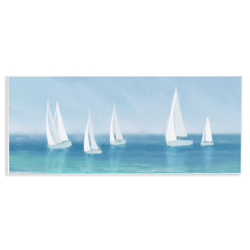 «White Sail Boat Across Soft Blue Coast» par Dan Meneely - impression