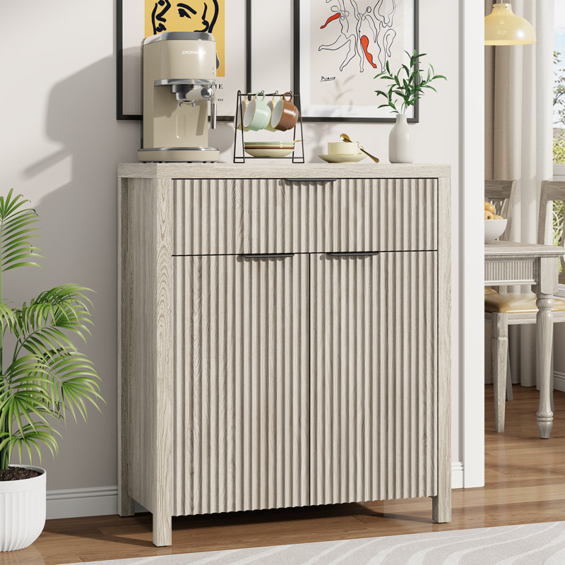 Buffet moderne avec grand tiroir, buffet de rangement avec tablette réglable, armoire d'entrée avec design ondulé, rangement parfait pour la salle à manger, la cuisine et le vestibule