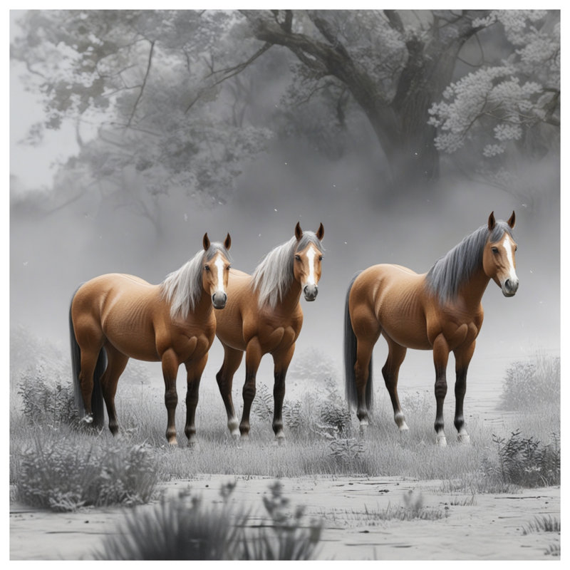 Rideaux de douche Three Horses In Forest, L 70 po x H 93 po