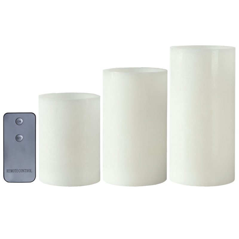 Set of 3 LED Wax Pillars, 3X4,5,6 Inch