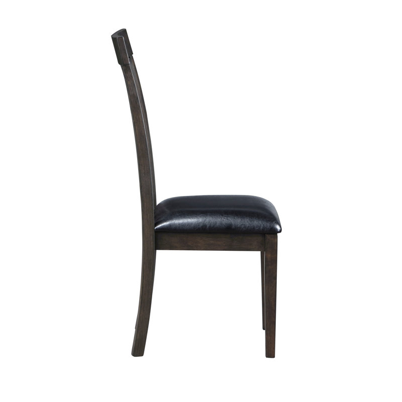 Ensemble de 2 chaises à finition espresso avec revêtement en similicuir noir